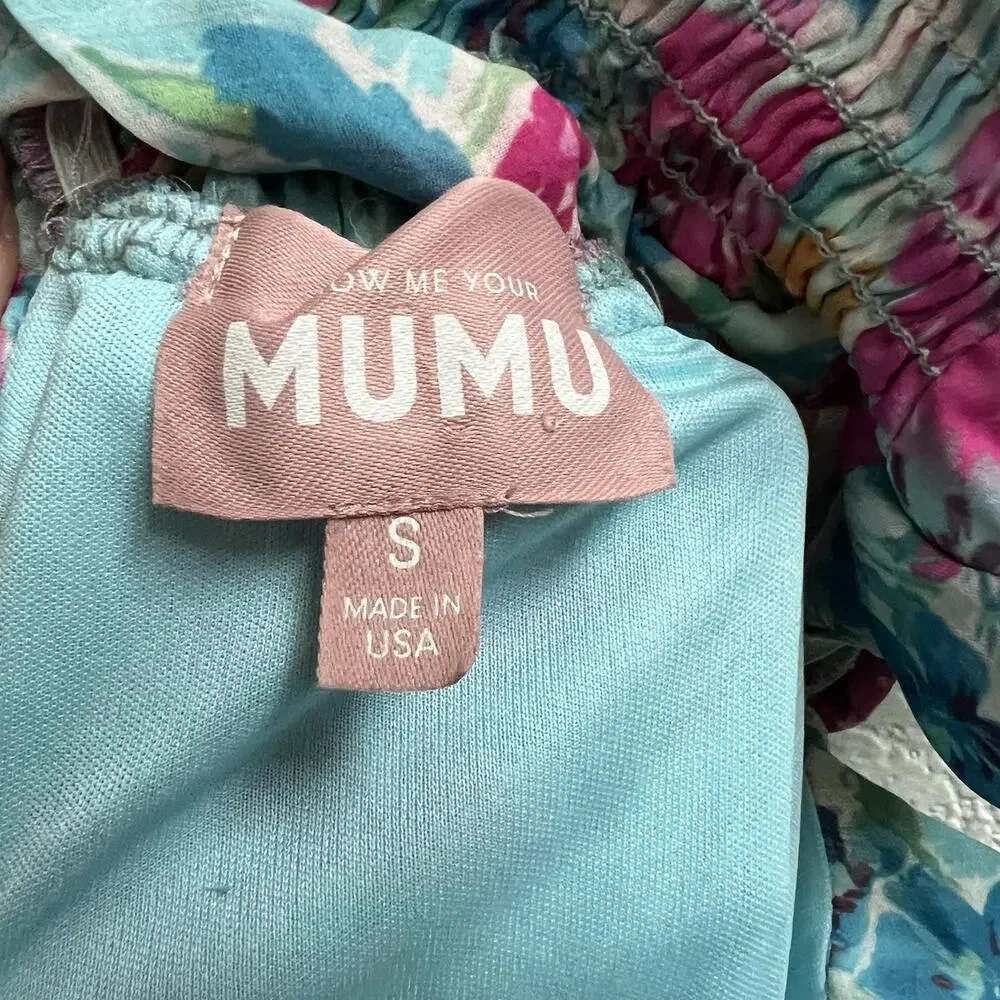 Show Me Your MuMu Floral Midi Dress in Blue, Pink, Yellow - Picture 7 of 10